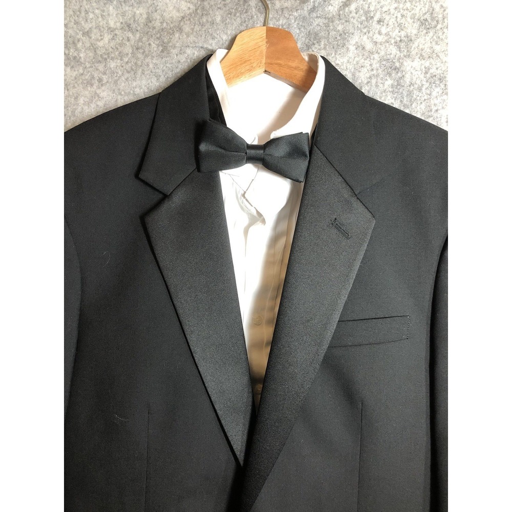 Jean Yves Tuxedo Coat 38XL Blazer Black Satin Trim 100% Wool‎ Formal